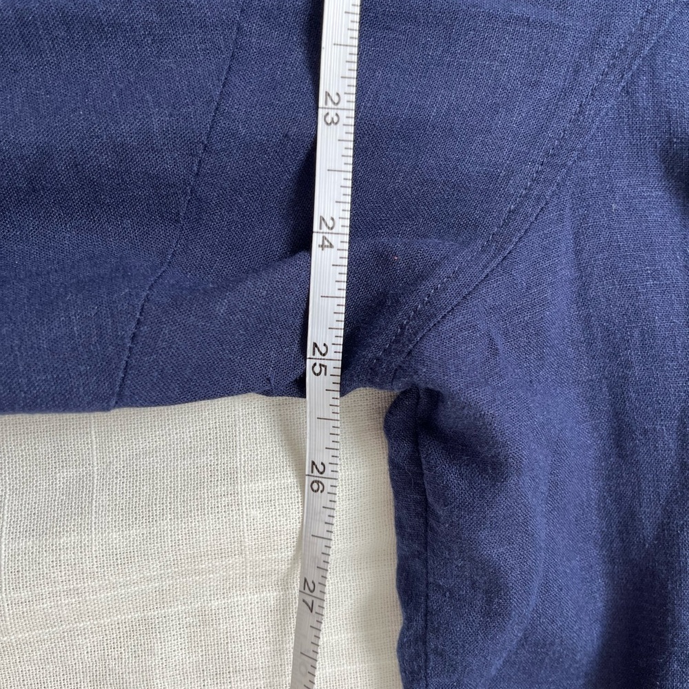 Penningtons Navy Linen Blend Blouse with Lace Hem - Picture 11 of 16